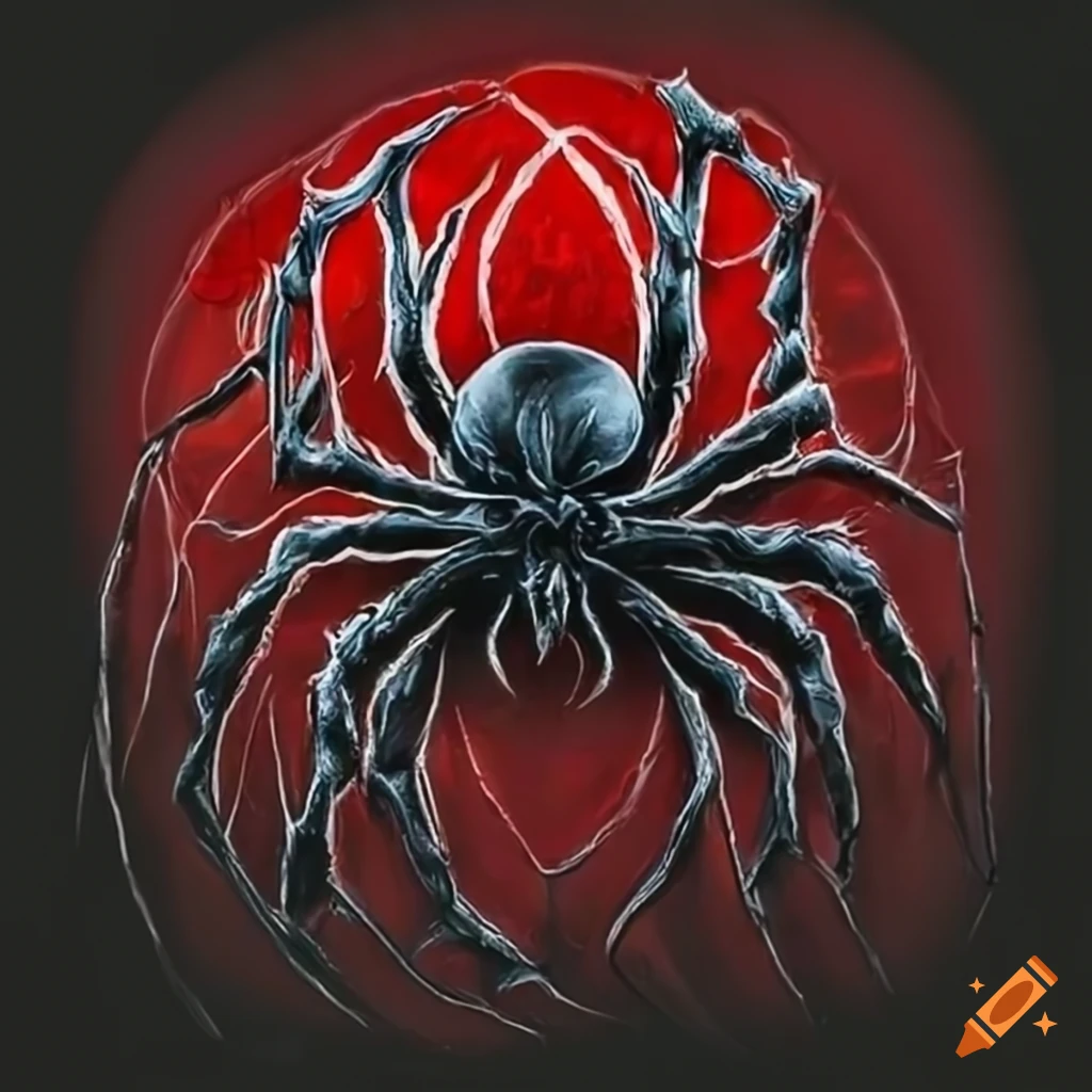 Black widow spider logo design on Craiyon