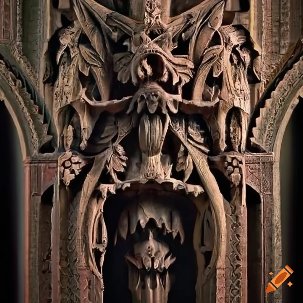 carving of a moth werewolf motif