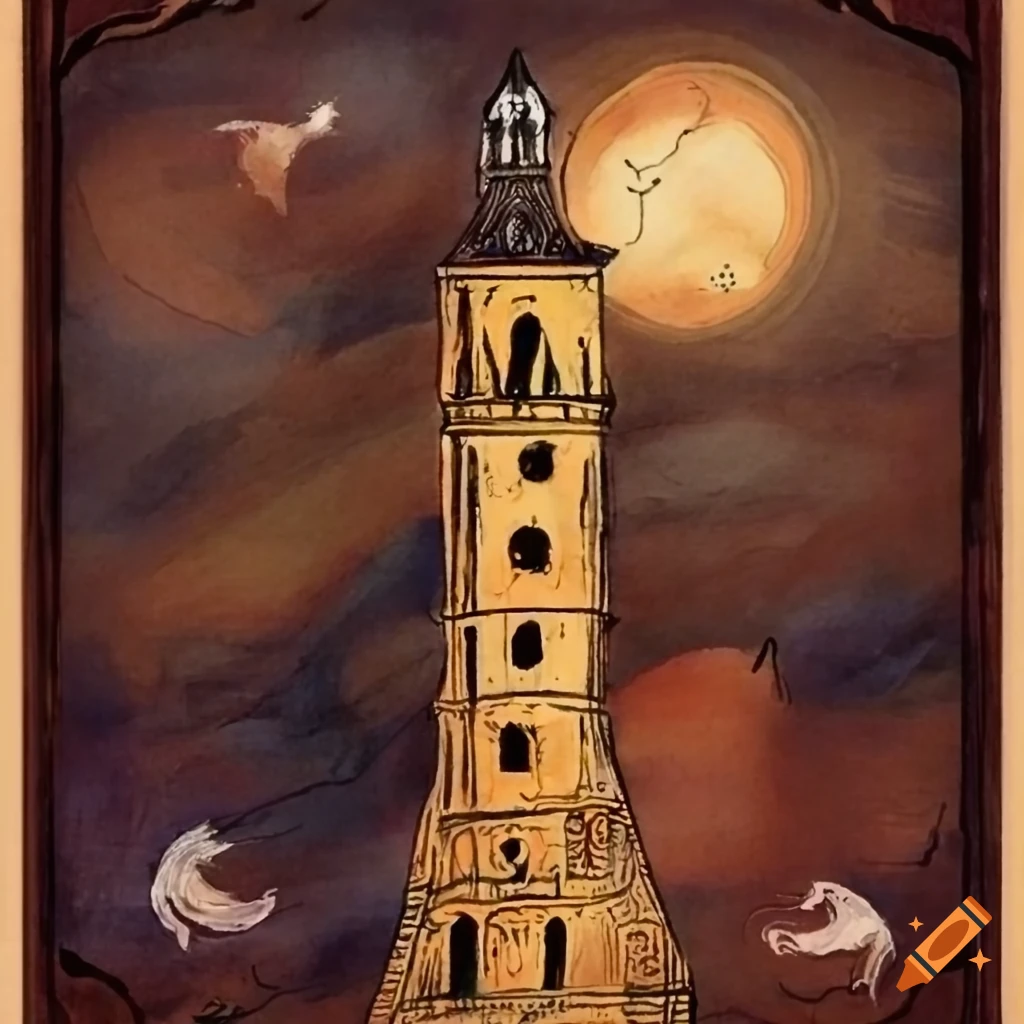 renaissance-style depiction of the Tower tarot card