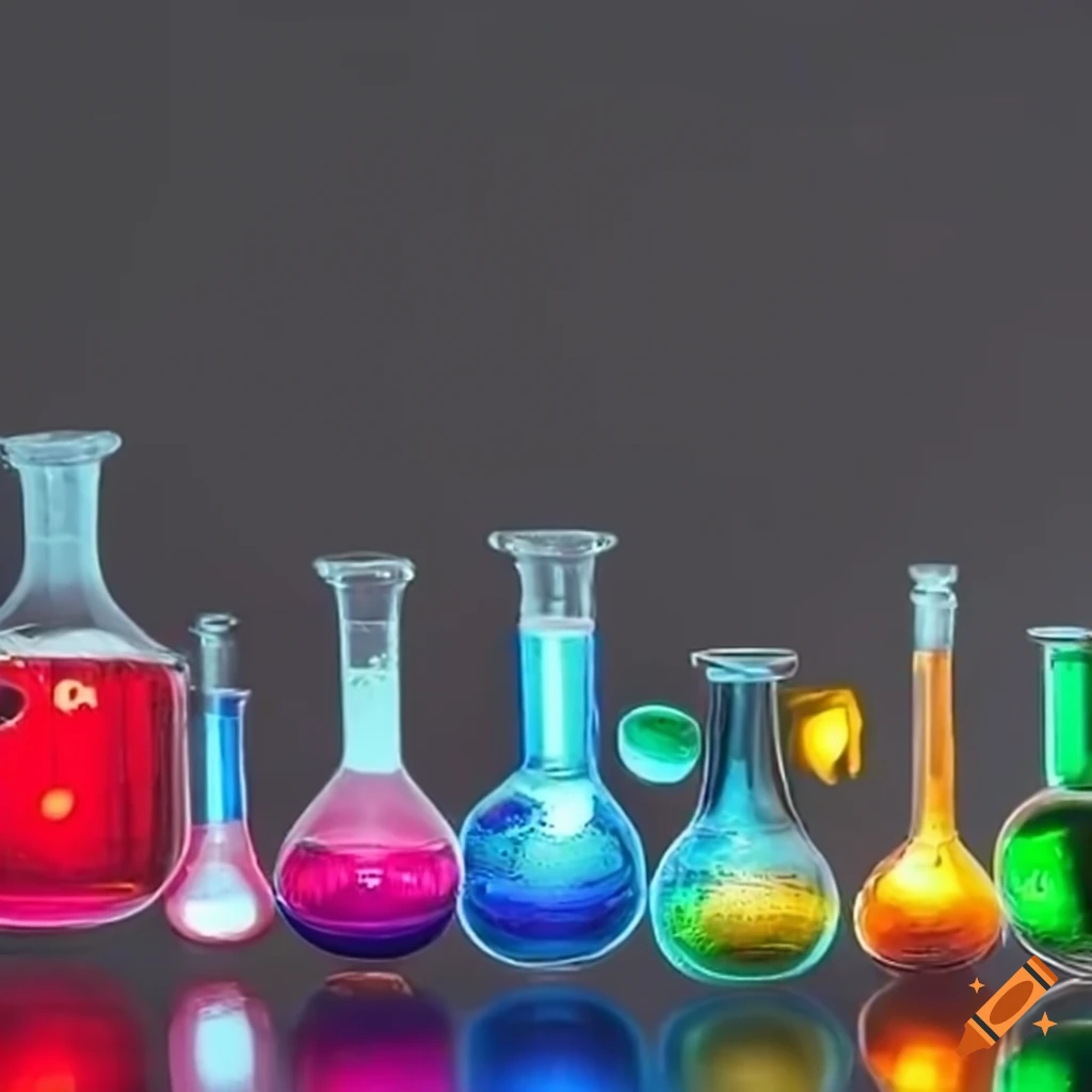 vibrantly colored liquids in beakers and flasks