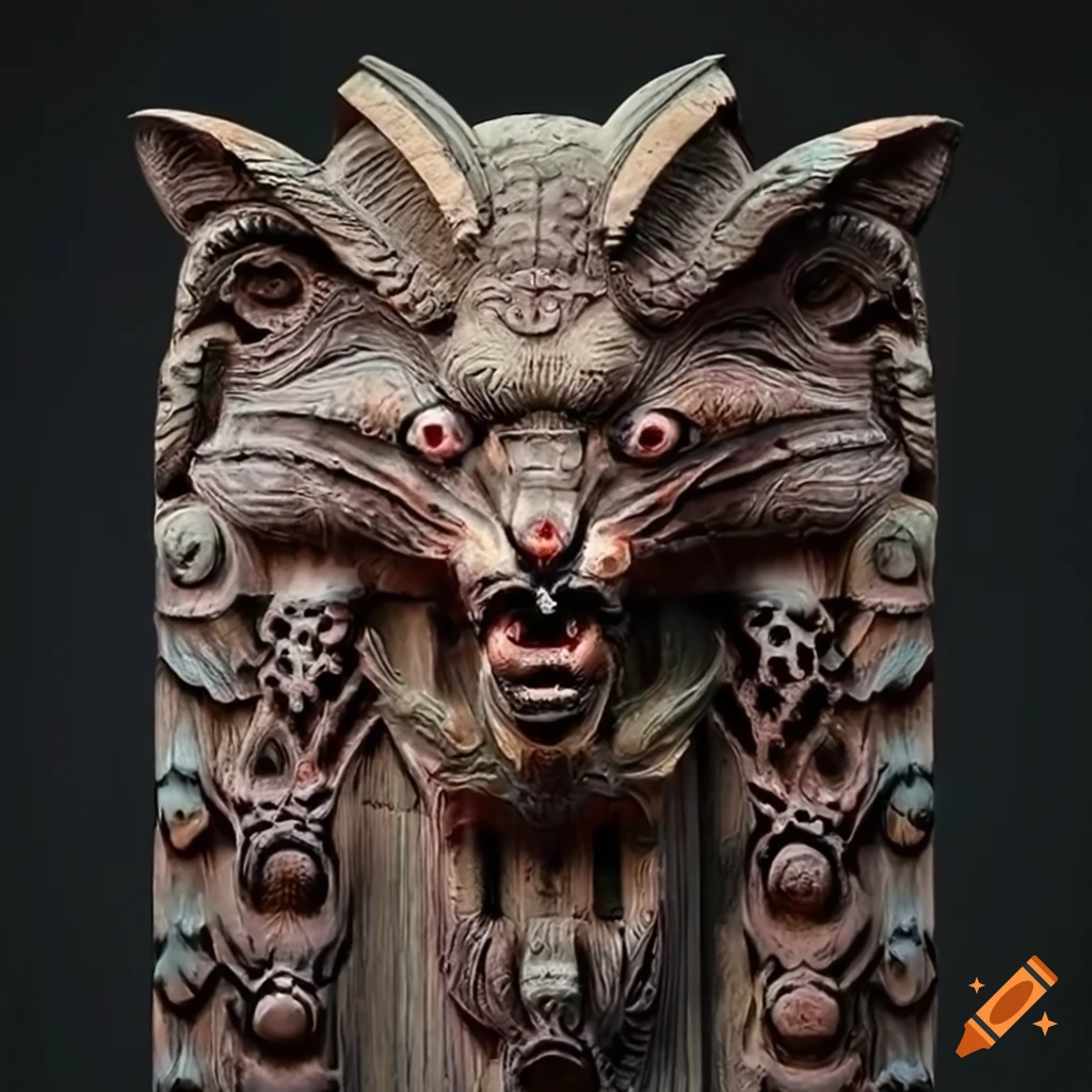 carved moth in architectural stave style