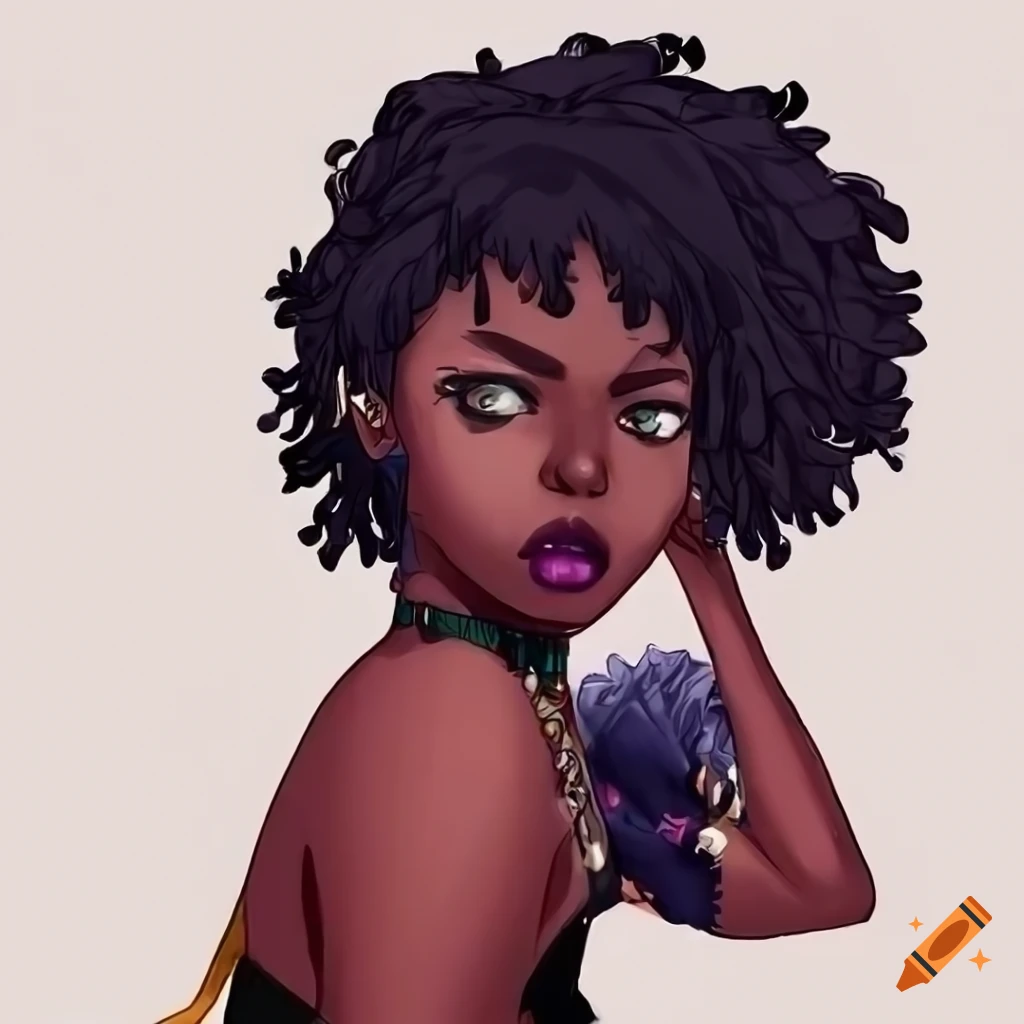 Animestyle illustration of a nigerian girl
