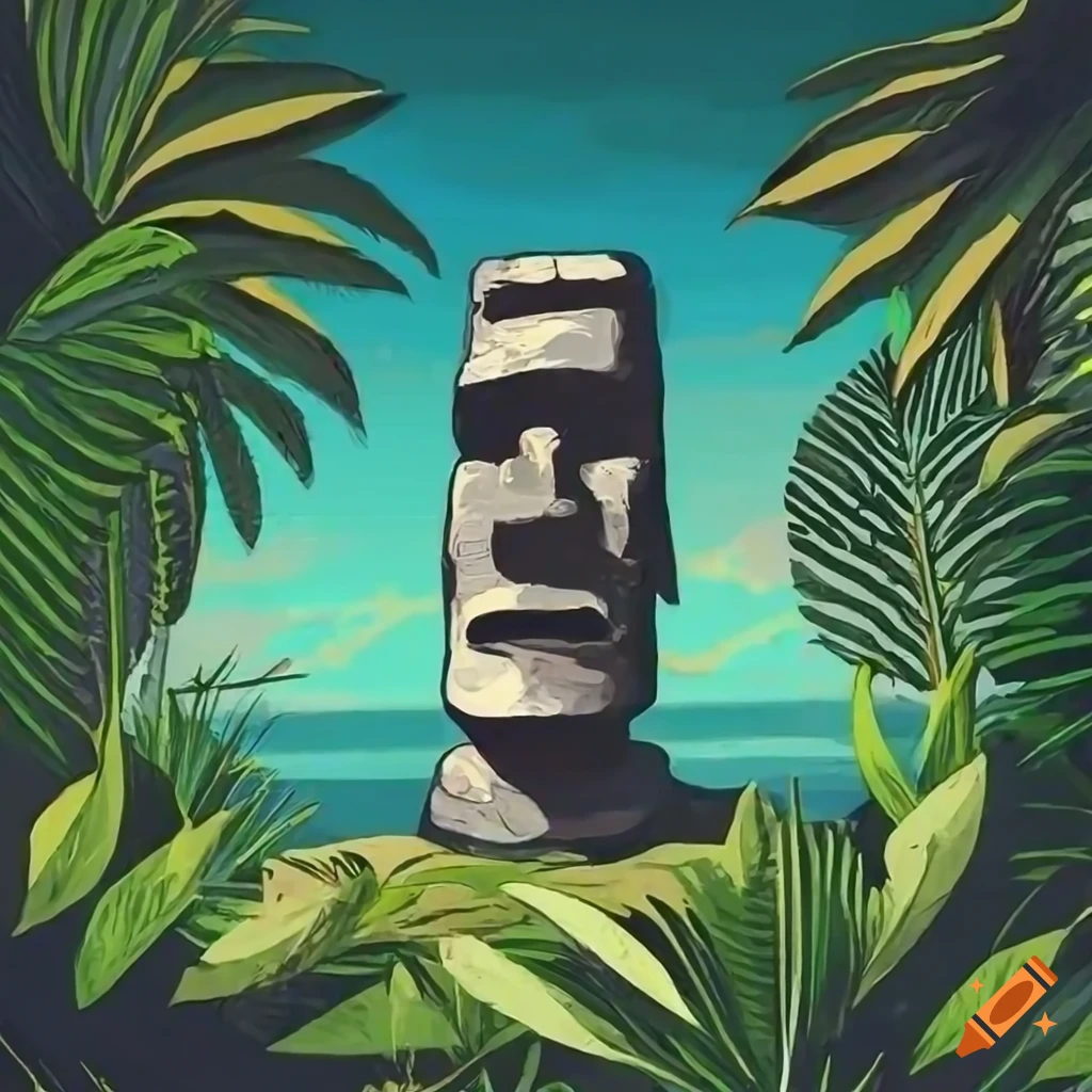 Moai statue wearing a turban