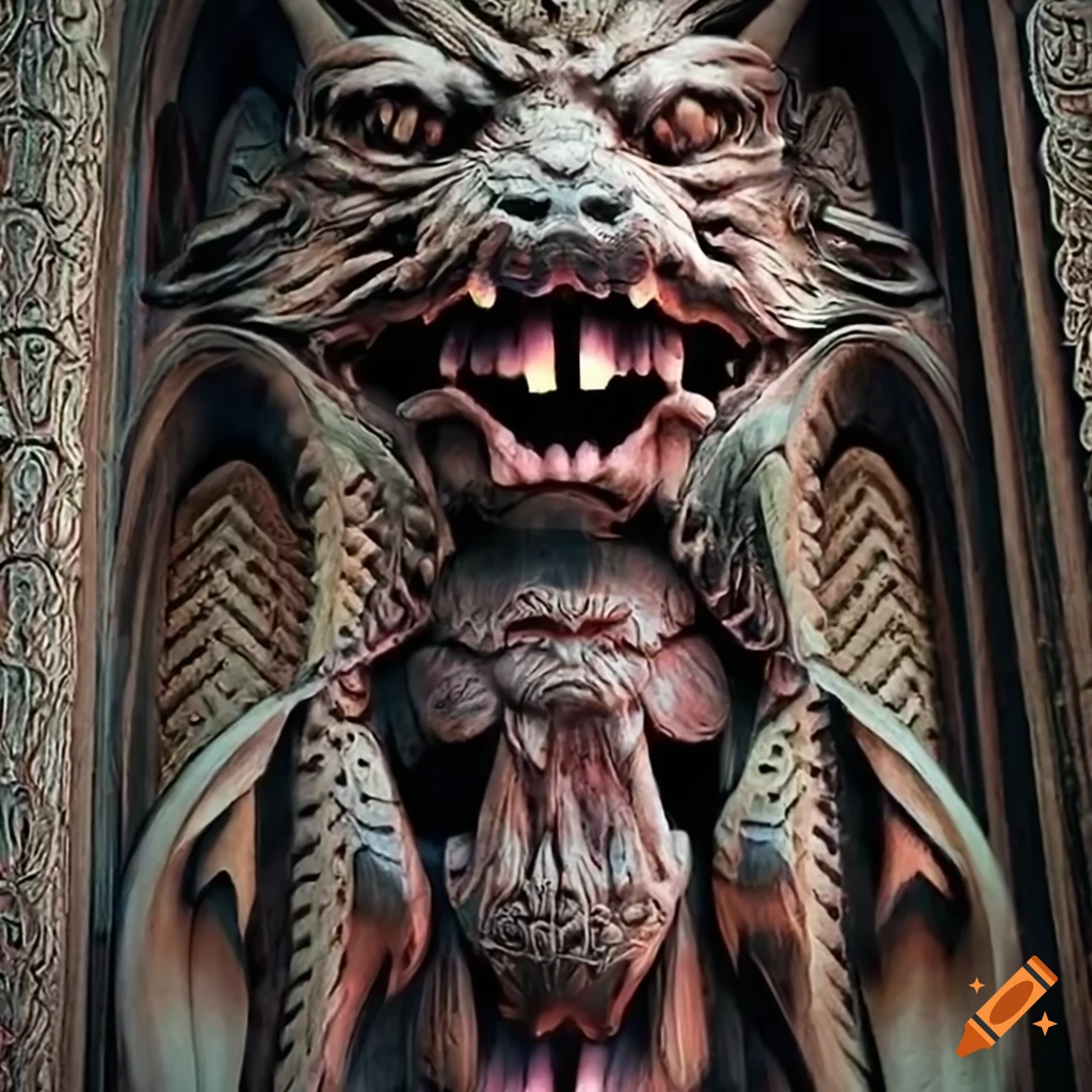 detailed carving of a moth in architectural style