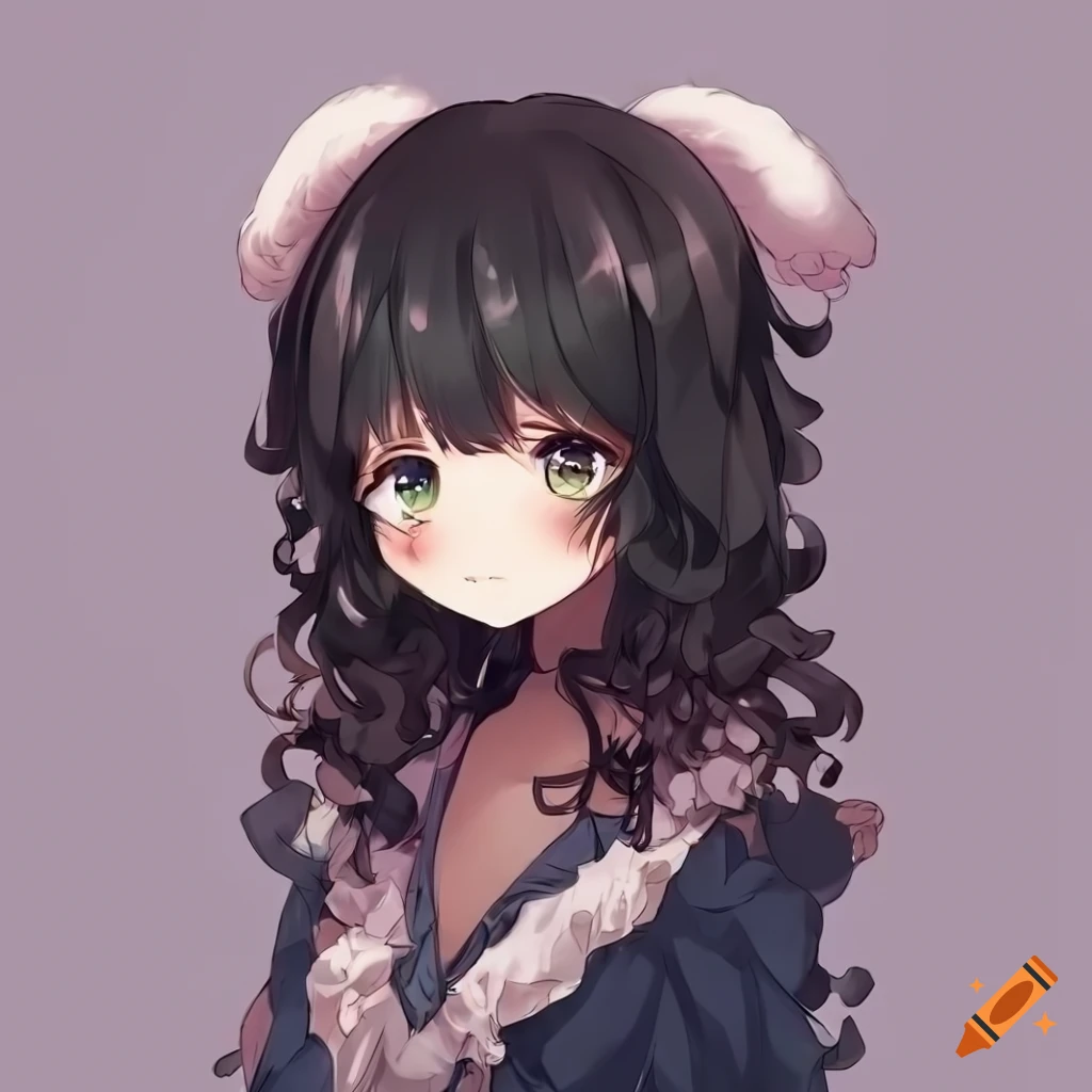 Cute anime girl with tanuki features