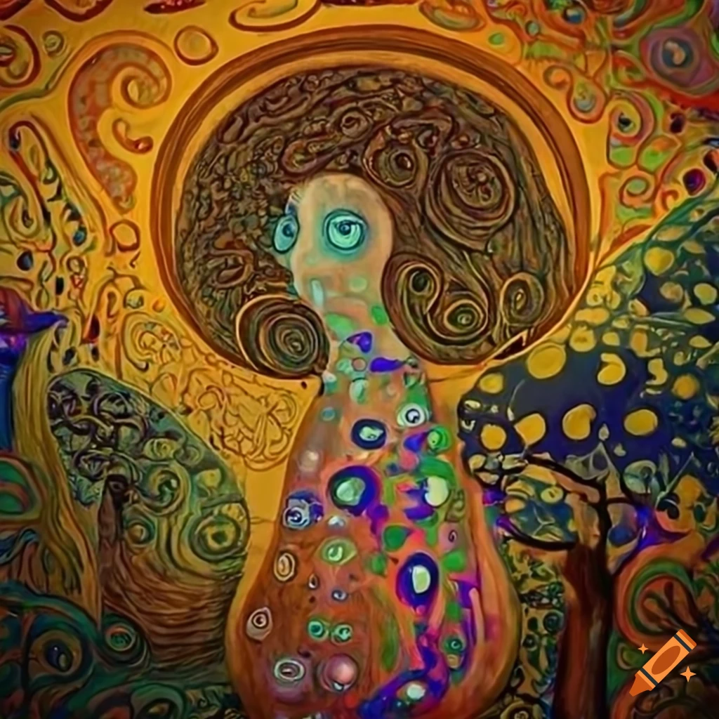 surrealist treehouse artwork by Klimt