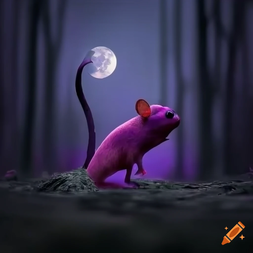 dark fantasy creature in a forest under a crescent moon