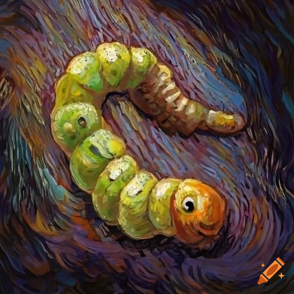 Grub worm painting inspired by van gogh on Craiyon