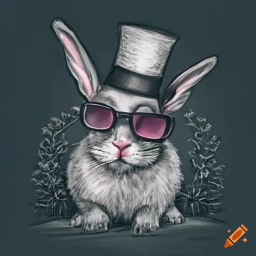 Rabbit with sunglasses and top hat