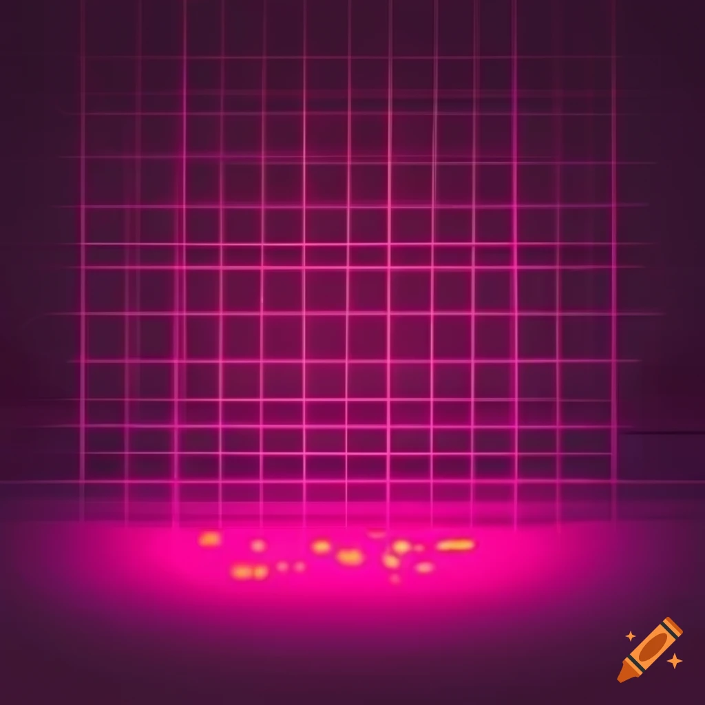 Neon grid on a pink and gold background