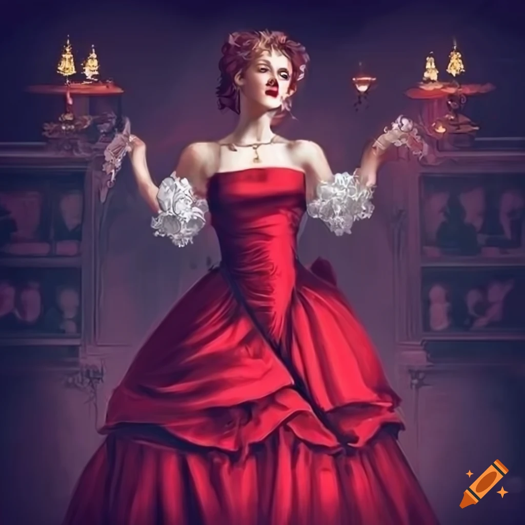 Red dressed Female Singer In A Victorian Speakeasy On Craiyon red-dressed-female-singer-in-a-victorian-speakeasy-on-craiyon