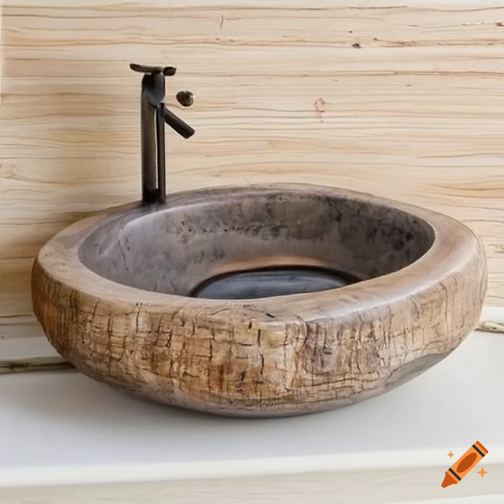 Handmade river stone sink for bathroom or kitchen on Craiyon