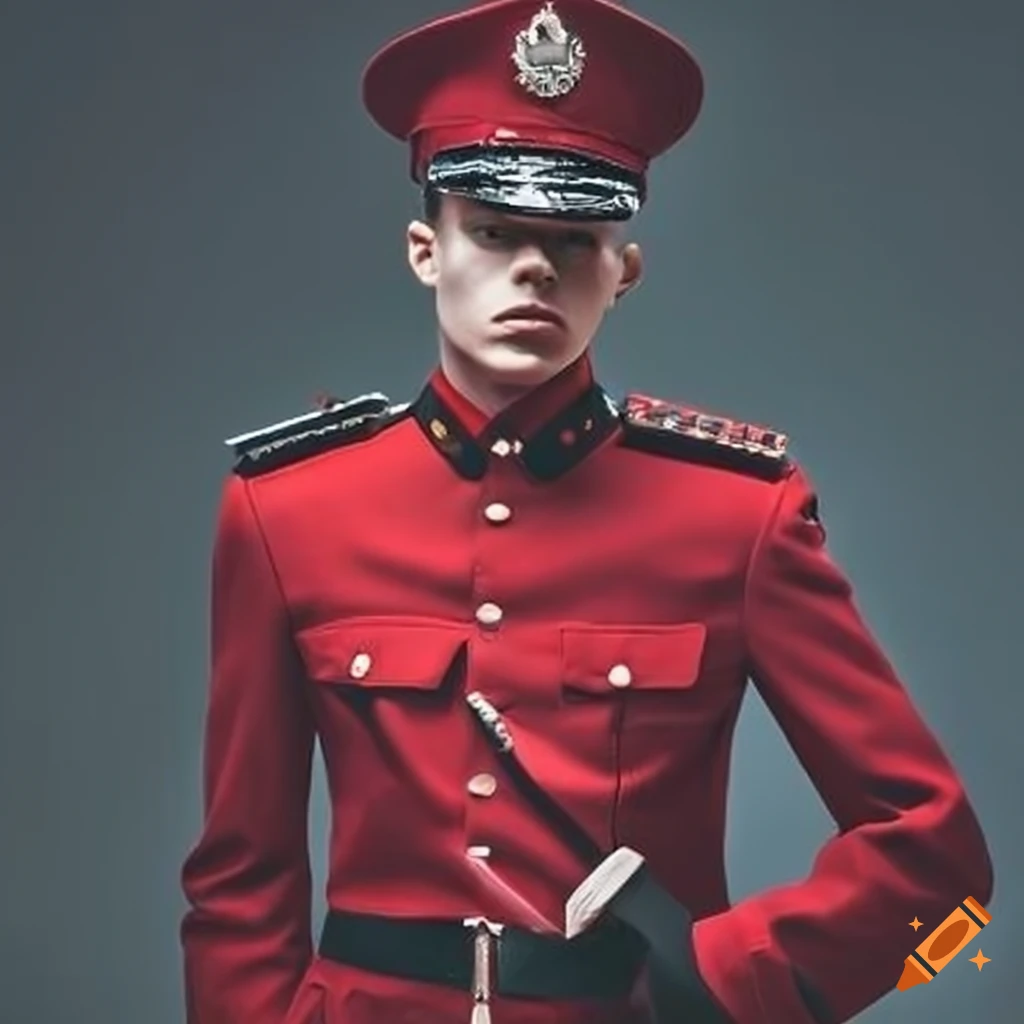 image of a male officer in a red uniform