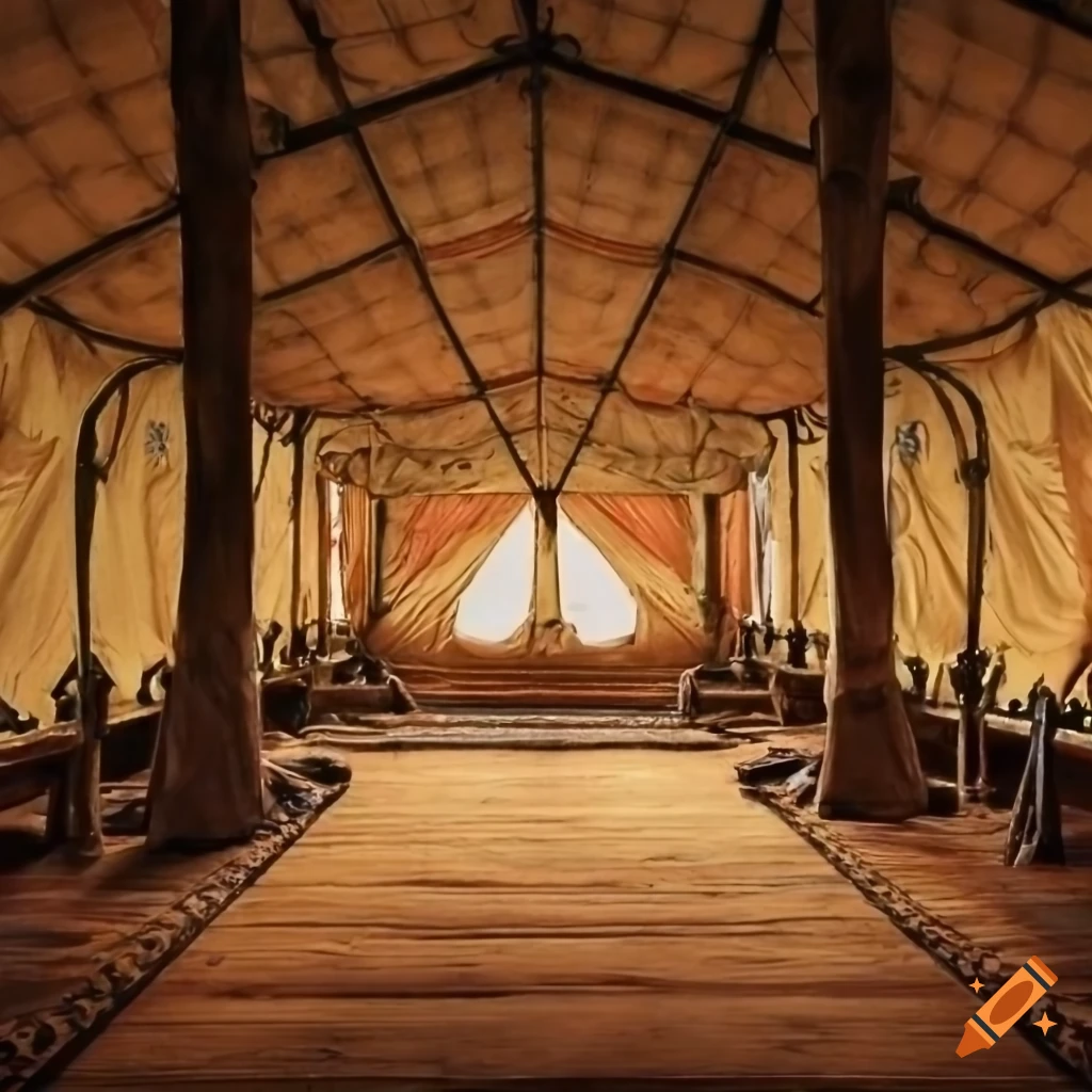 Interior design of a military oriental tent on Craiyon