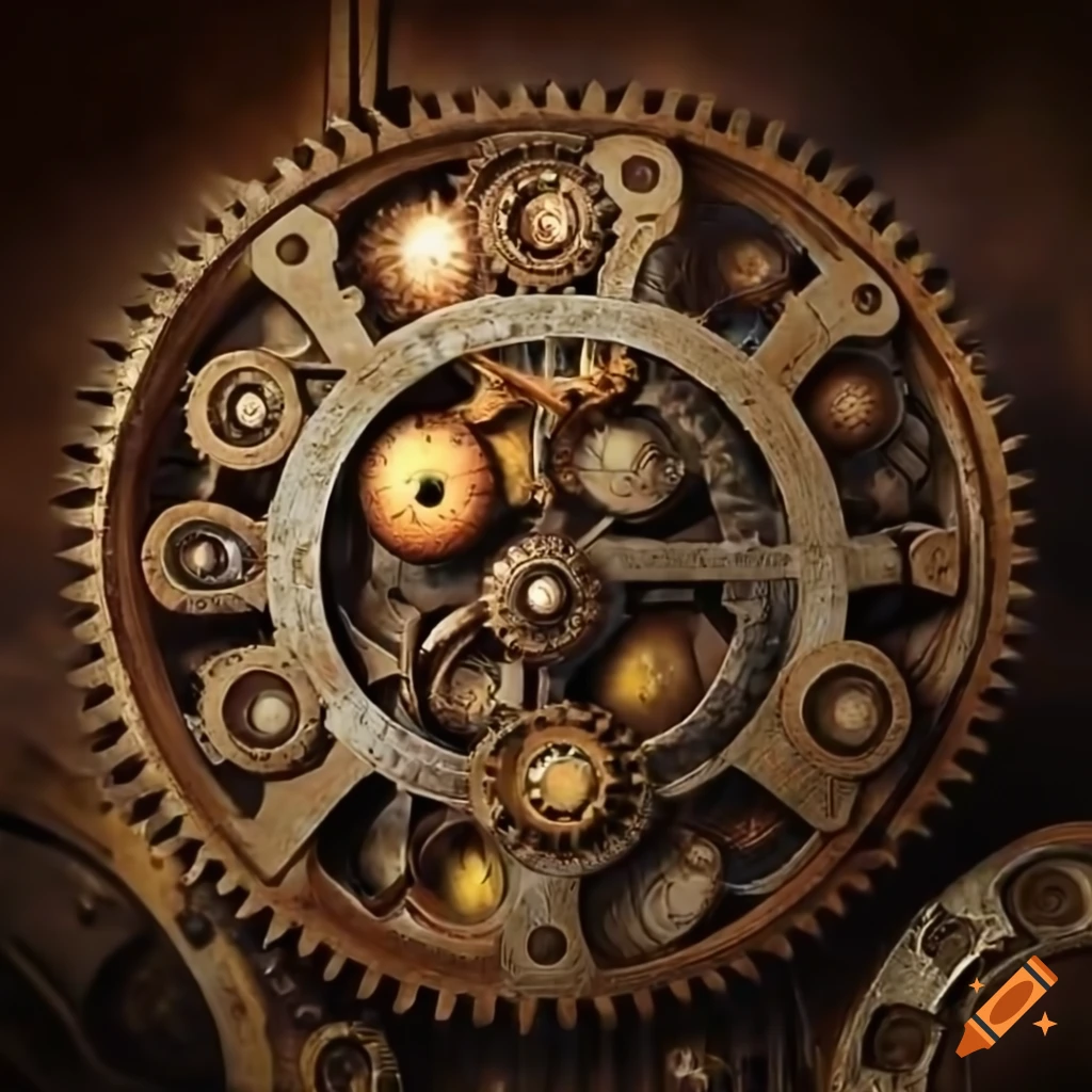 High-definition image of intricate steampunk gears