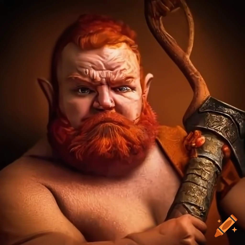 image of a red-haired dwarf warrior with a battleaxe