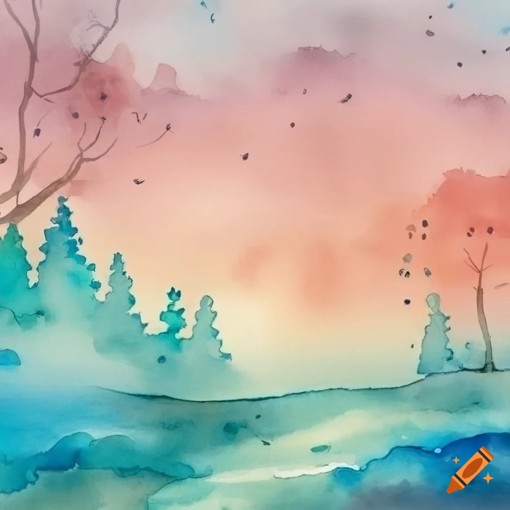 charming watercolor treeline background for children's storybook