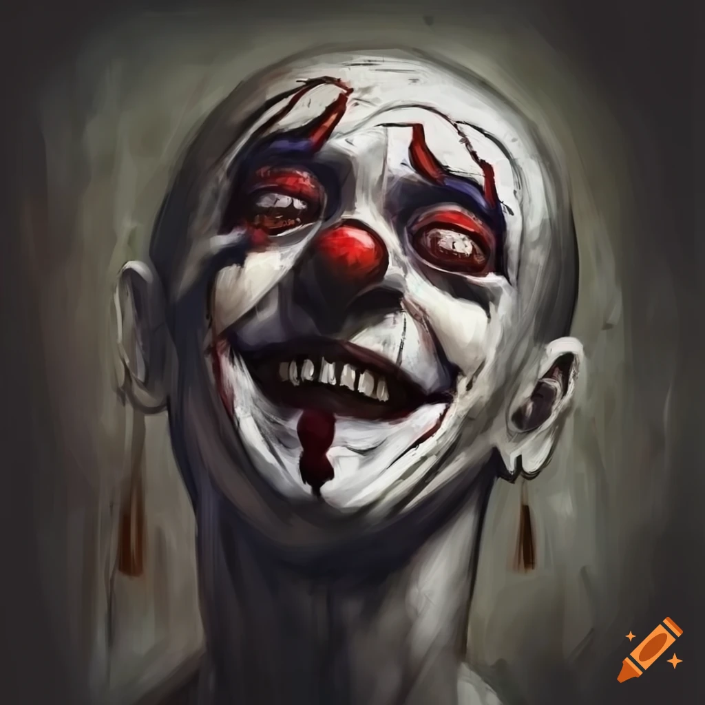 dark abstract art of a dramatic clown