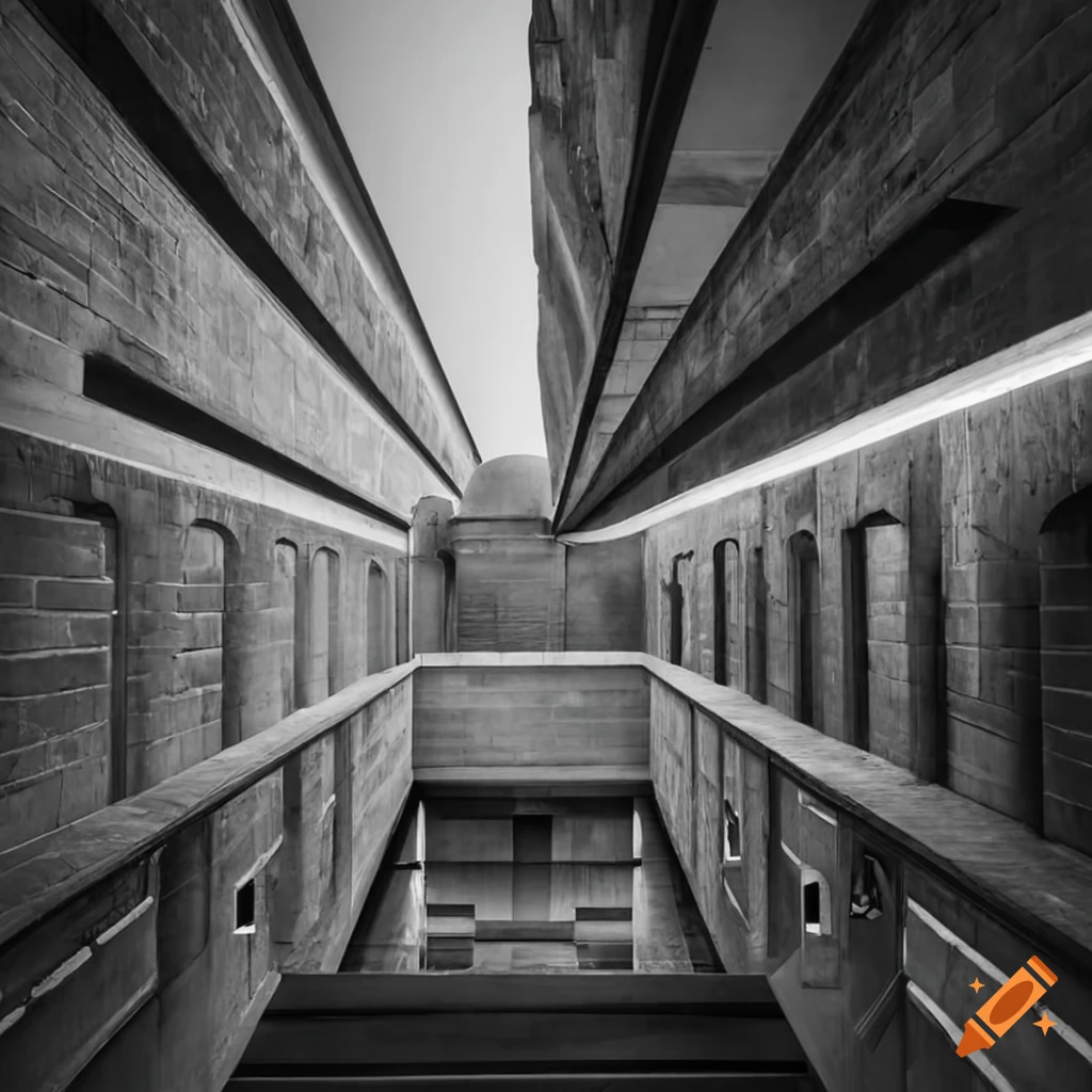 interior of a futuristic brutalist fortress