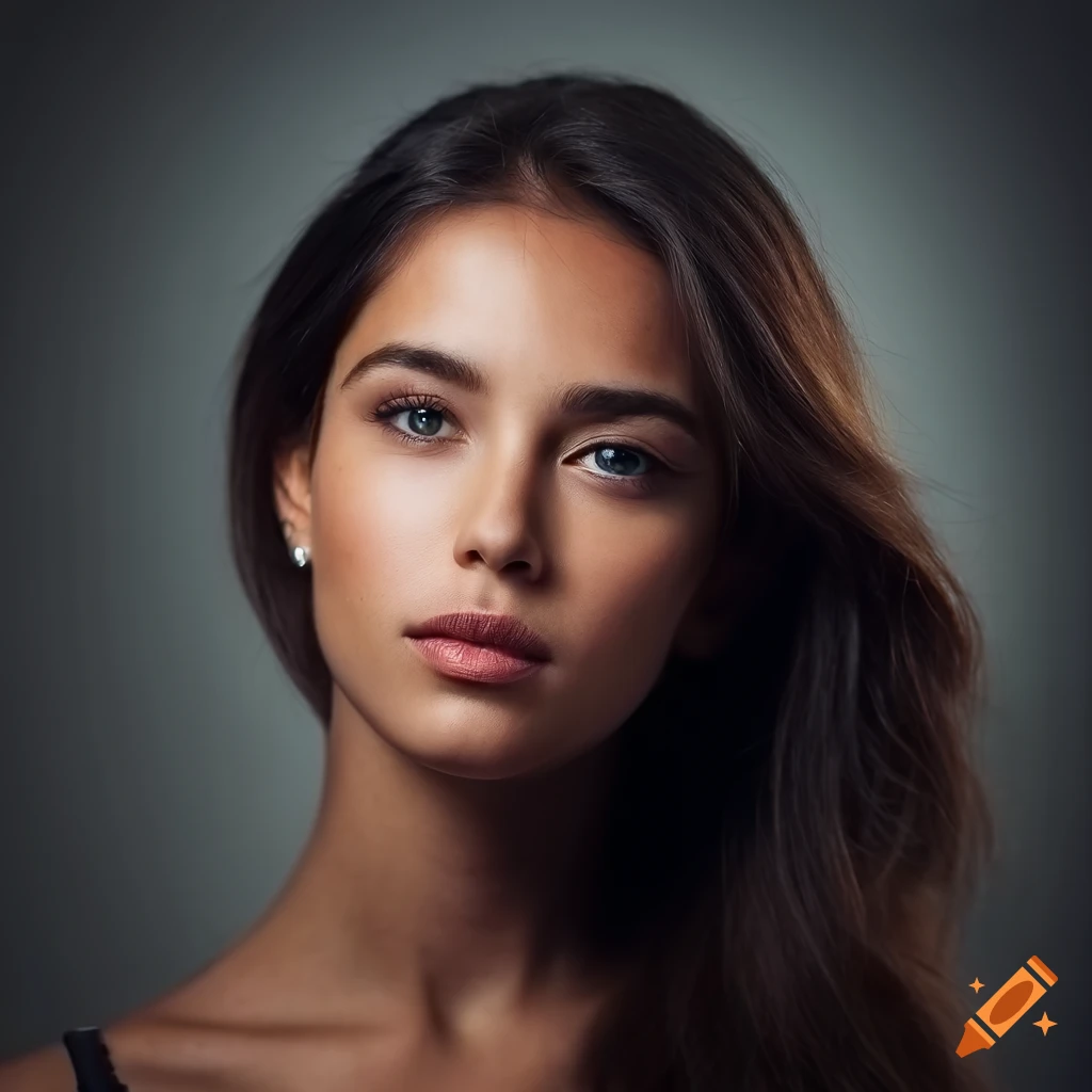 Headshot portrait of a beautiful young female model on Craiyon