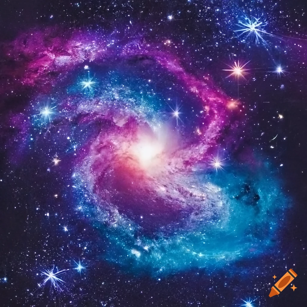 Colorful galaxy with red, green, blue, white, gold, silver, purple, and  orange hues on Craiyon