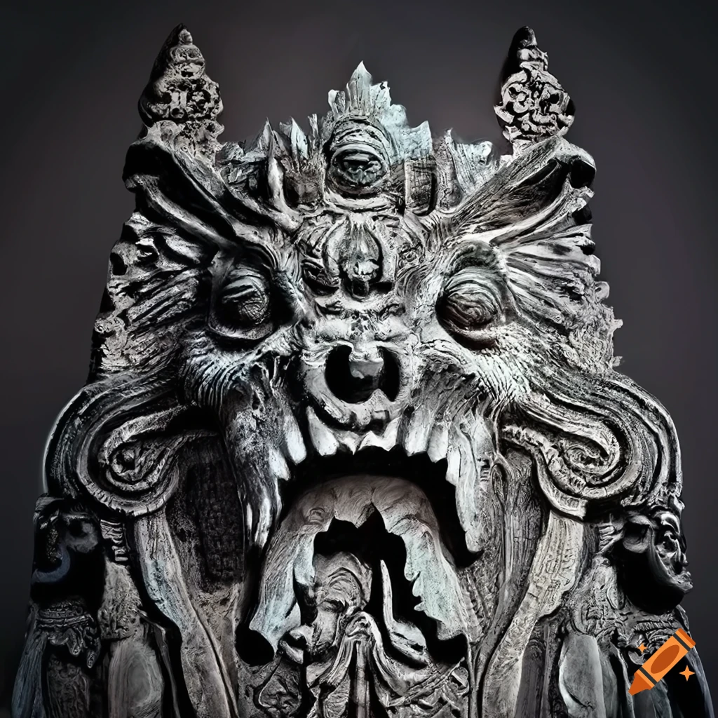 detailed carving of a moth in architectural style
