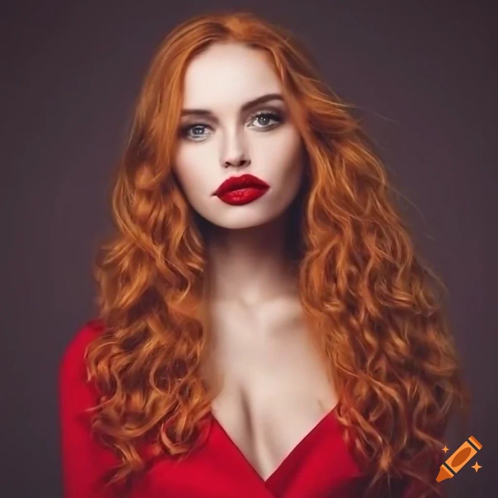 Portrait Of A Confident Woman With Red Curly Hair