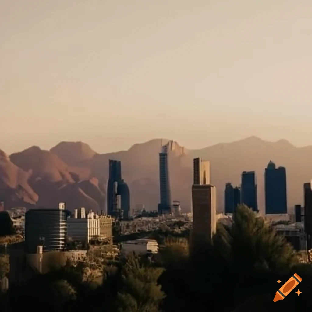 Panoramic view of modern city in the desert on Craiyon
