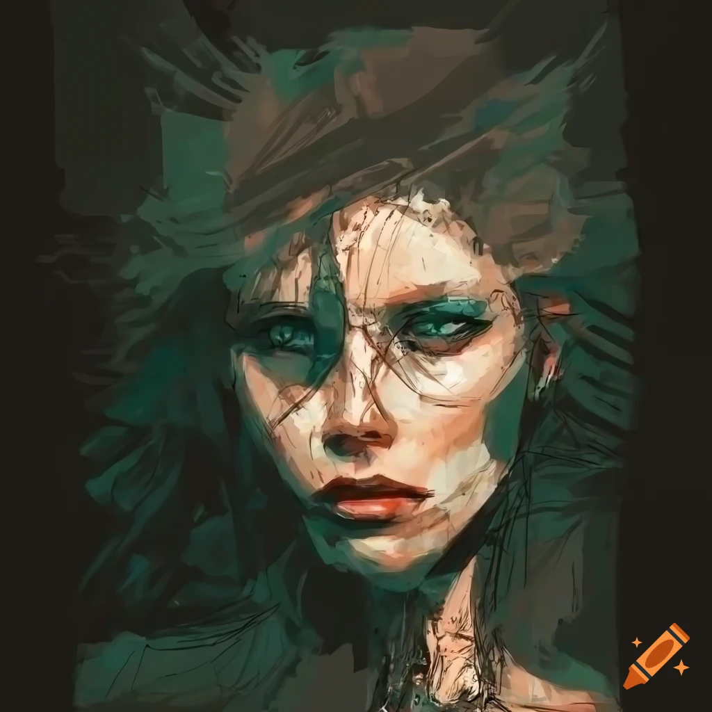 Portrait of a woman inspired by metal gear solid artbook concept art
