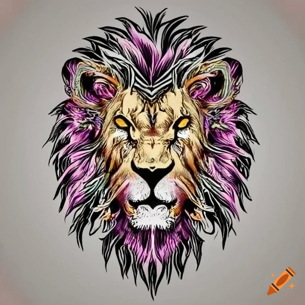 Lion Head Tattoo Design Logo Stock Illustration - Illustration of line,  background: 271565946