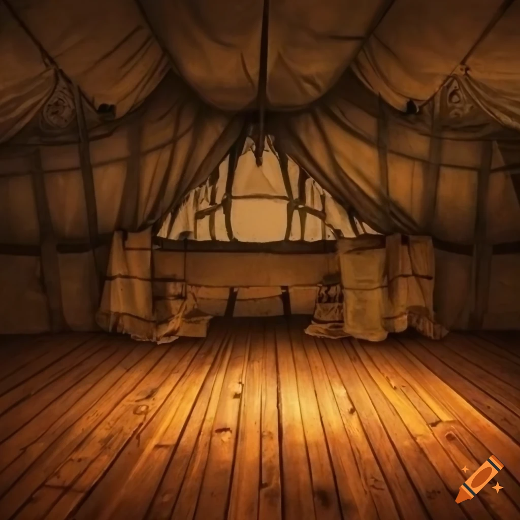 Interior design of a military oriental tent on Craiyon