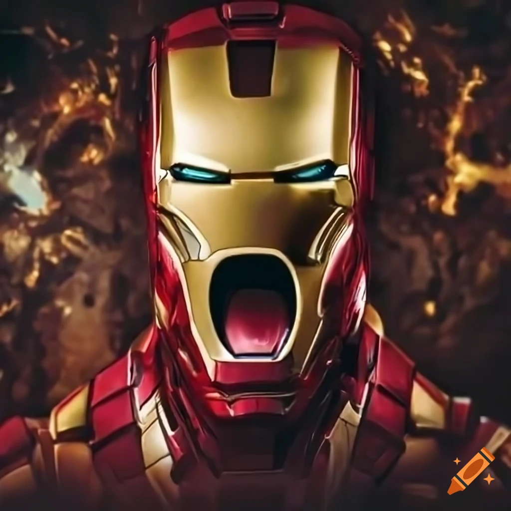 close-up of Iron Man in intense emotion