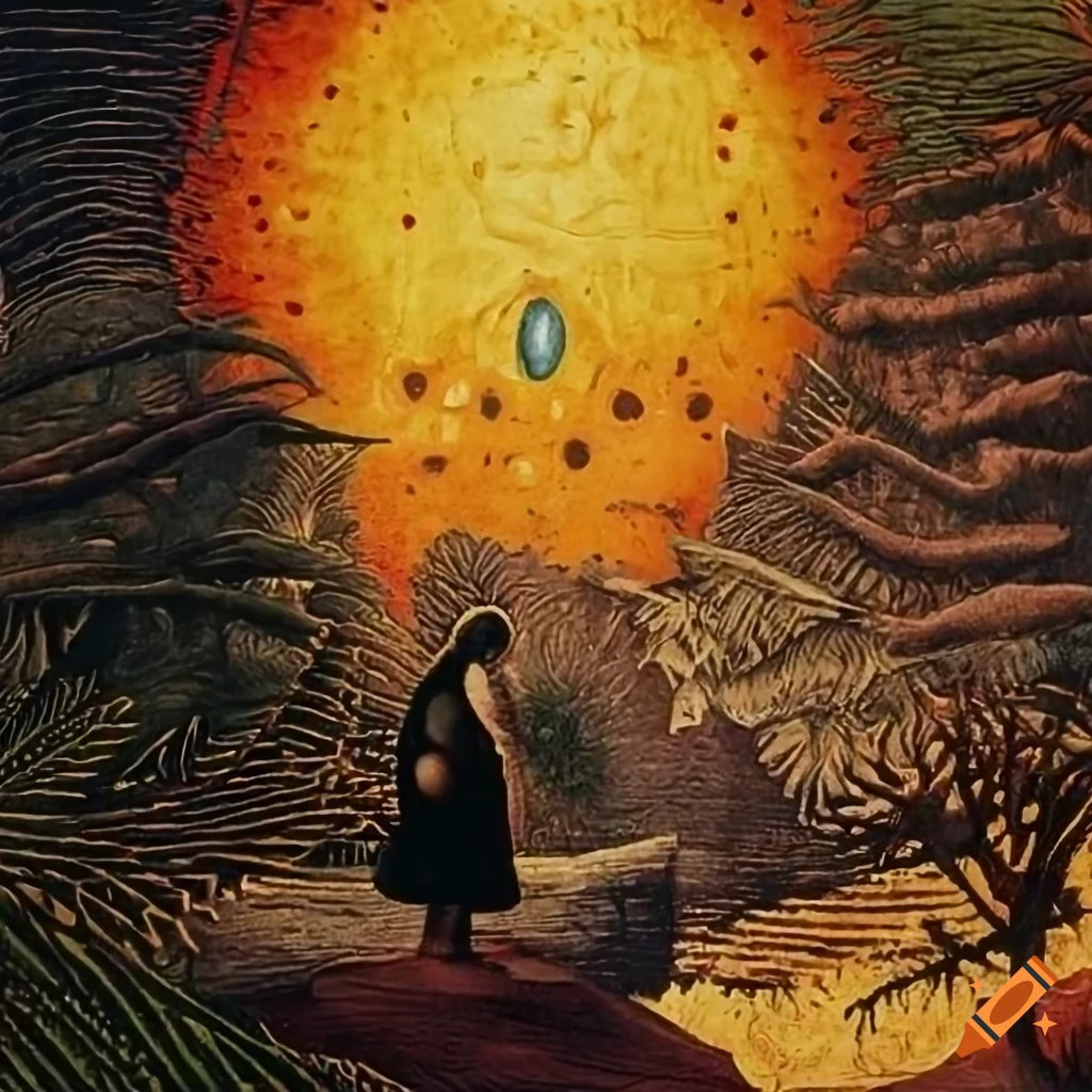 science fiction magazine cover with a nonbinary human looking at the universe