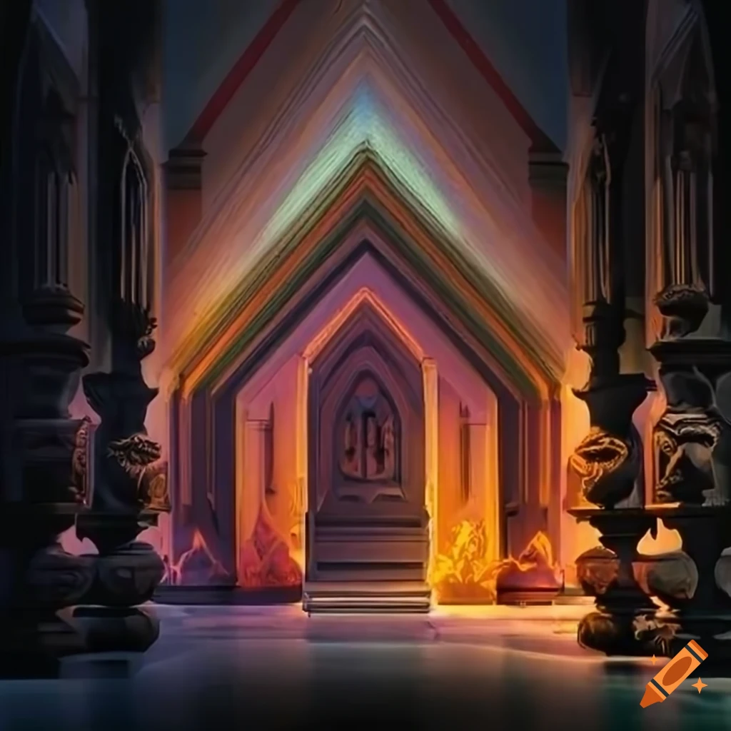 prismatic architectural stave carving artwork