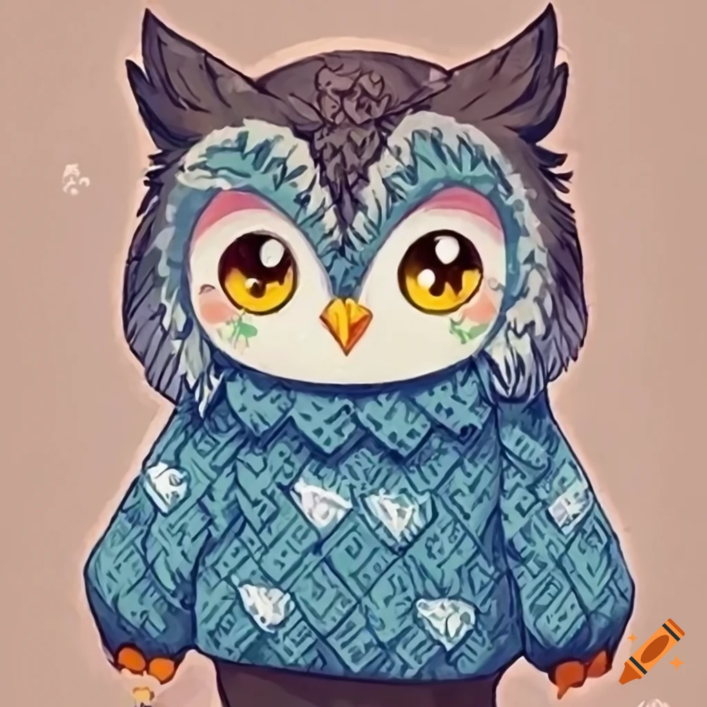 cute owl wearing a sweater