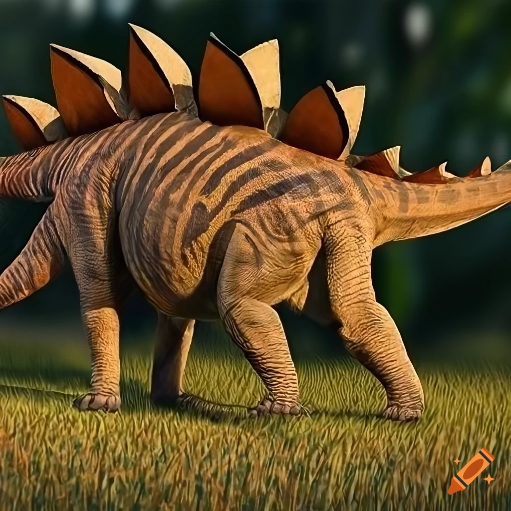 detailed image of a cinnamon striped stegosaurus