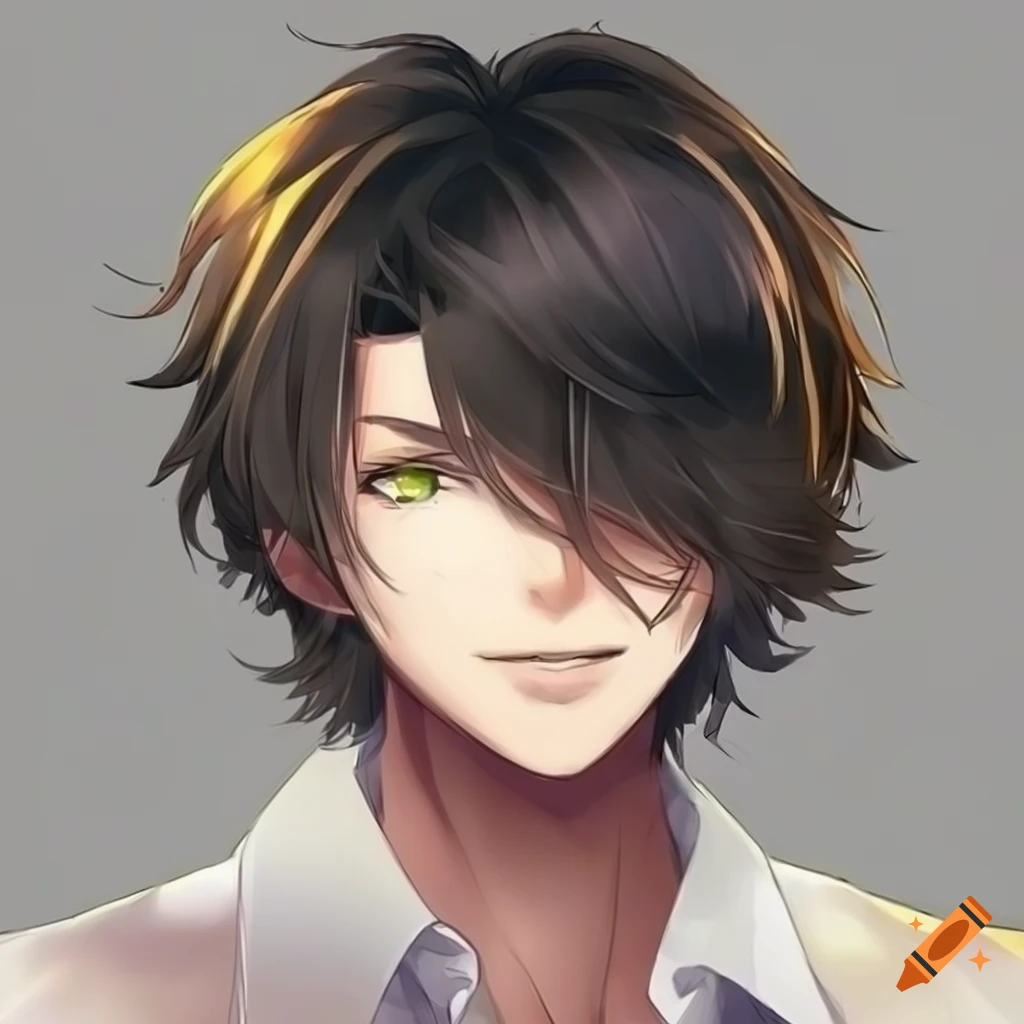 anime-style male character with black and gold hair