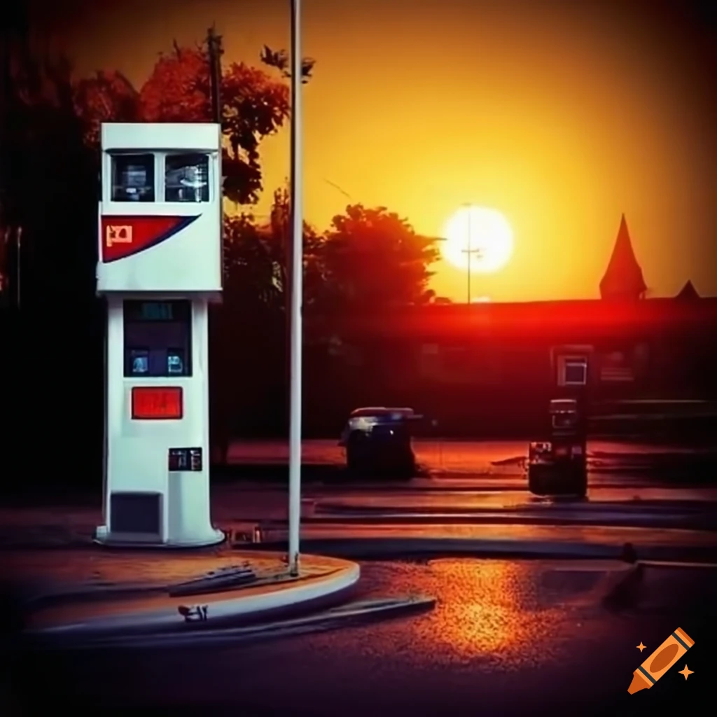 urban scenery of a gas station