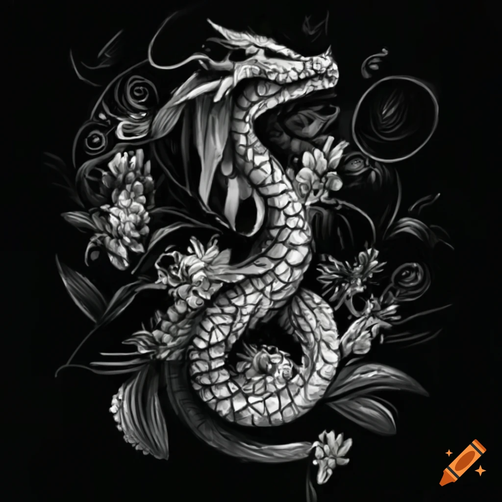 Dragon on forearm. Add Ying and Yang, Lotus flower, Moon and Chopsticks.  tattoo idea | TattoosAI
