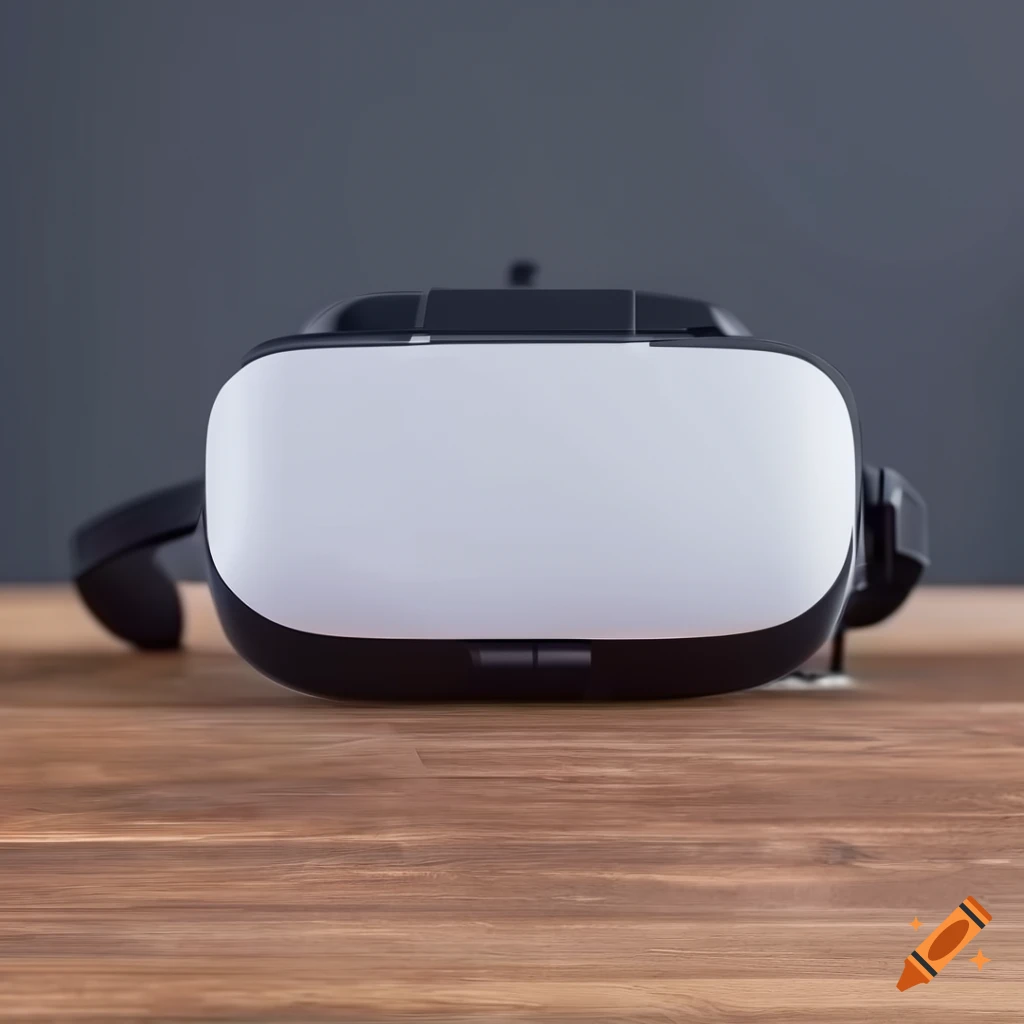 Vr headset on a wooden table