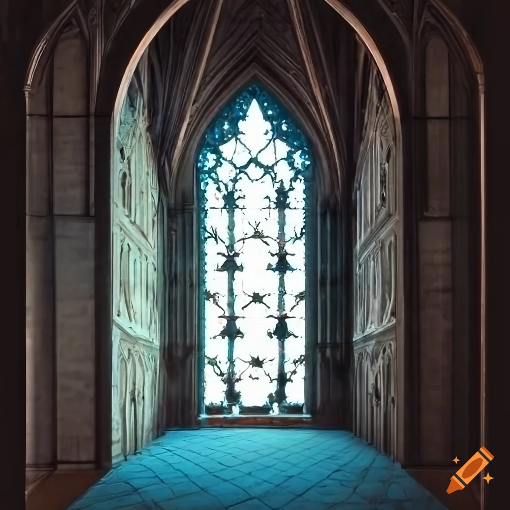 Blue baroque gothic window with islamic art ornaments on Craiyon