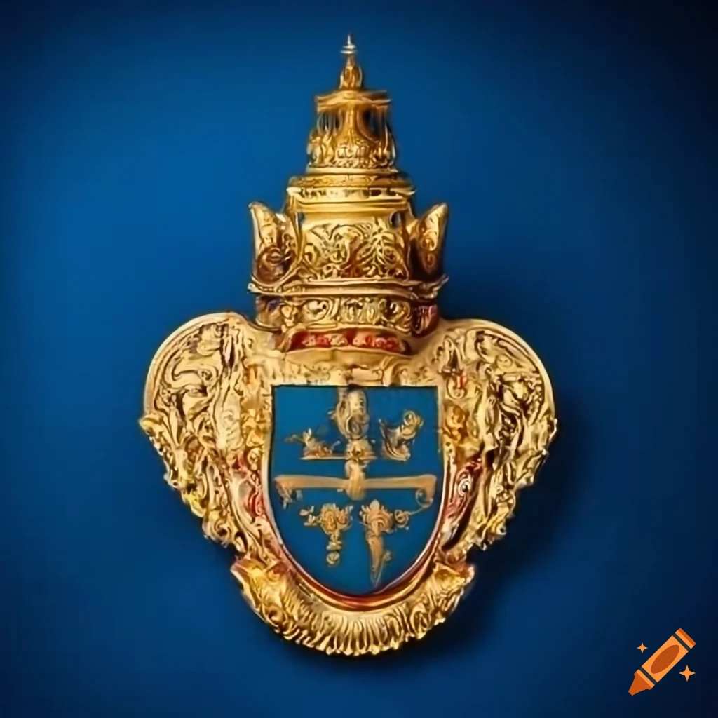 coat of arms with golden elephant on blue background