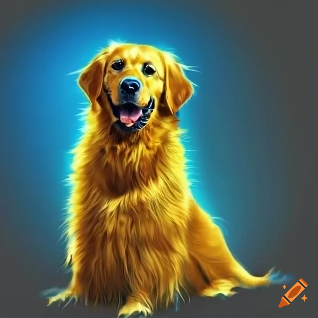 Colorful and playful golden retriever on Craiyon