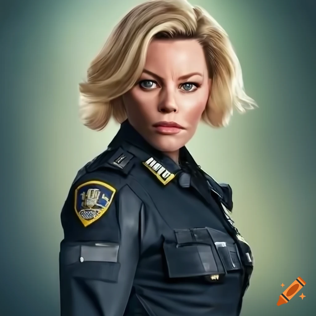 hyperrealistic police portrait of Officer Elizabeth Banks