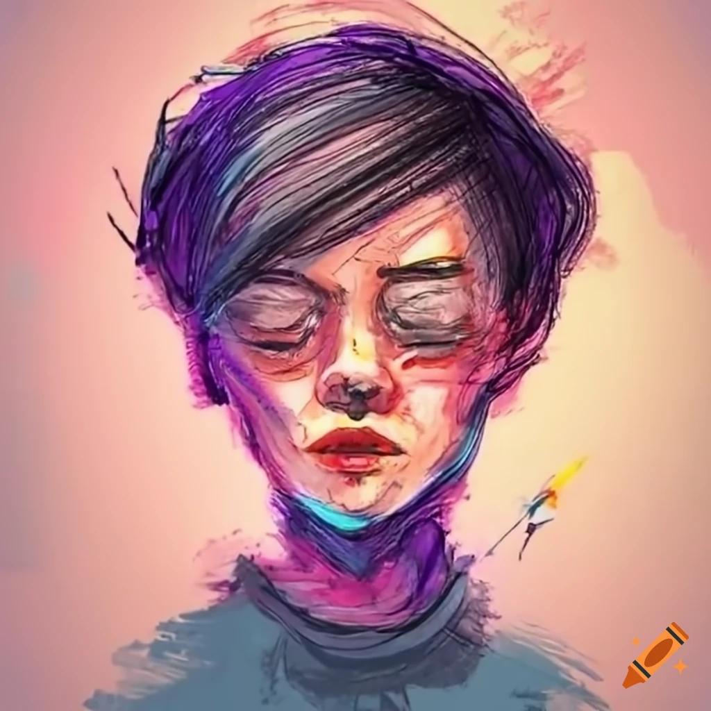 Colorful digital artwork of a boy with a broken dream mask on Craiyon