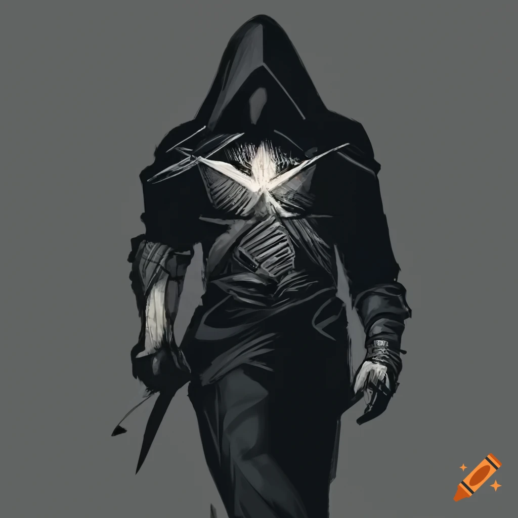 abstract art of a man hiding in shadows with a dagger