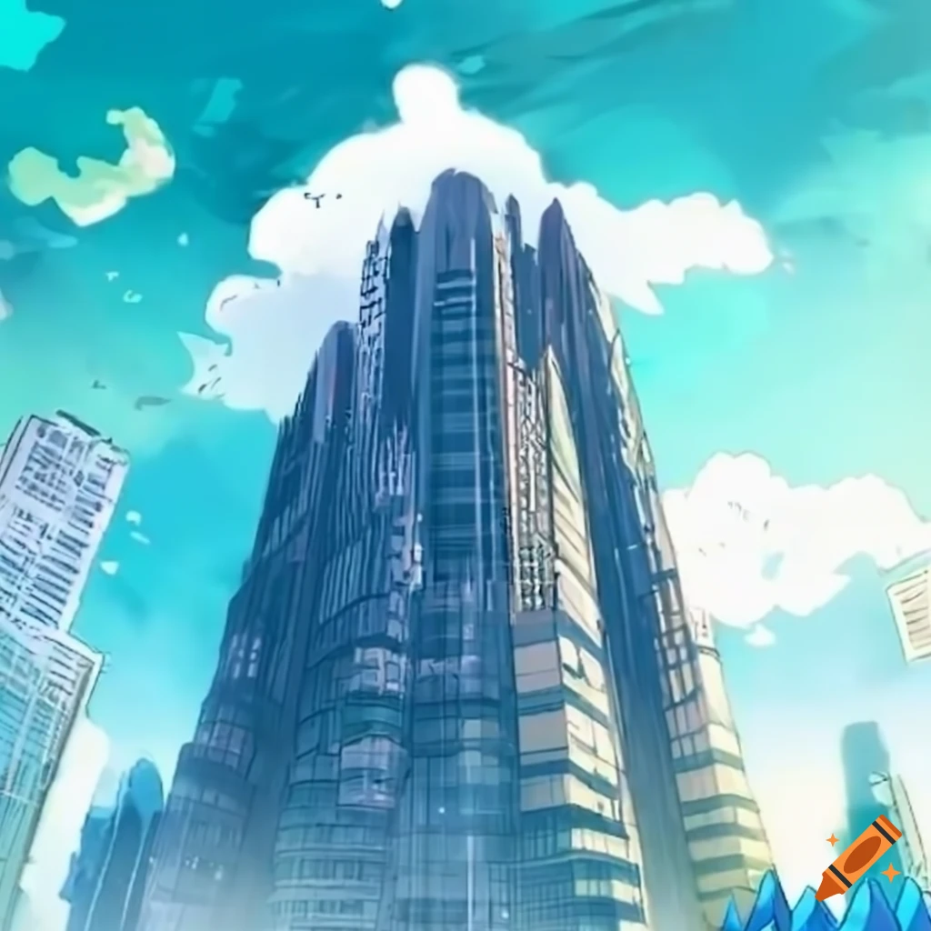 anime-style skyscraper illustration