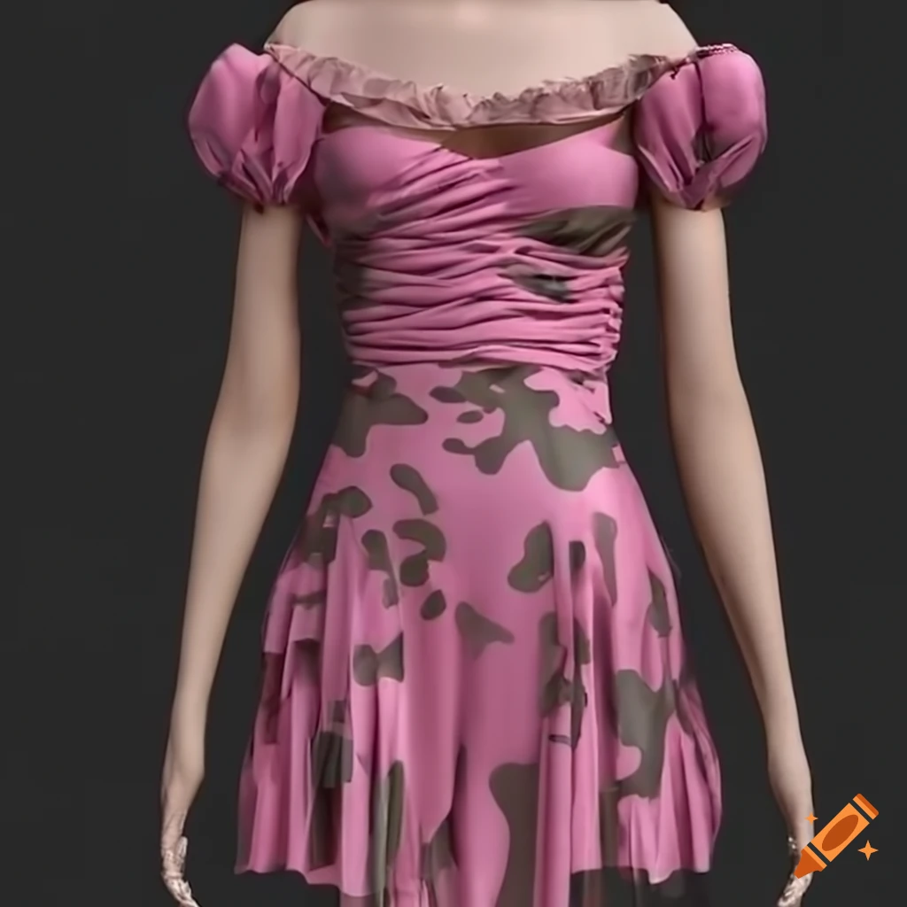 3d rendering of a high-resolution silk mini dress in deep pink on Craiyon
