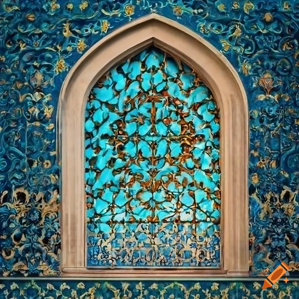 Baroquestyle window of a mausoleum in a pond on Craiyon