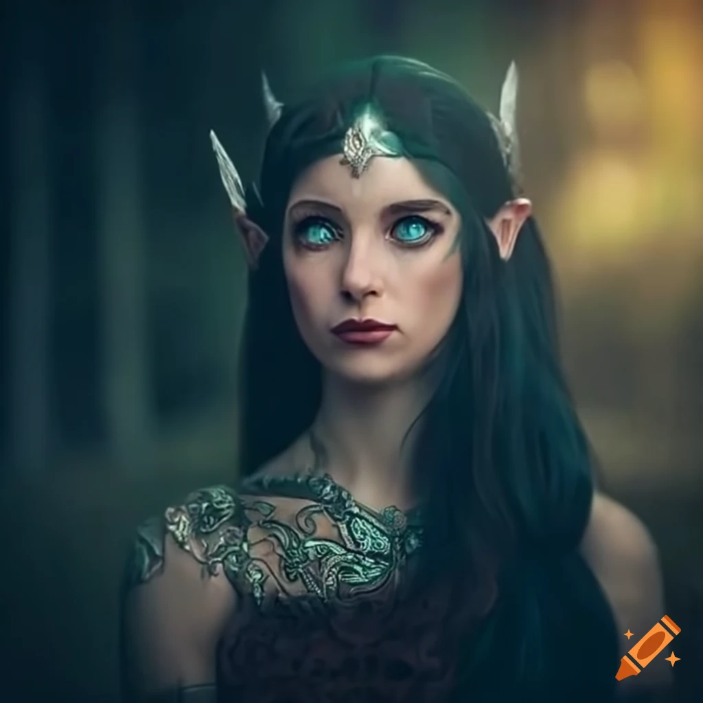 Portrait of a beautiful elven princess in a haunted castle